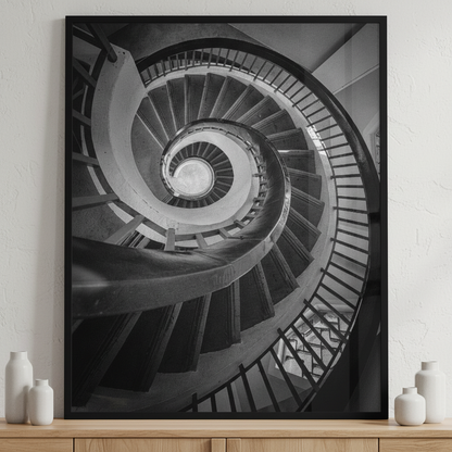 The Circle of stairs ภาพติดผังสไตล์นามธรรม สำหรับตกแต่งบ้านและคอนโด พร้อมกรอบคุณภาพ