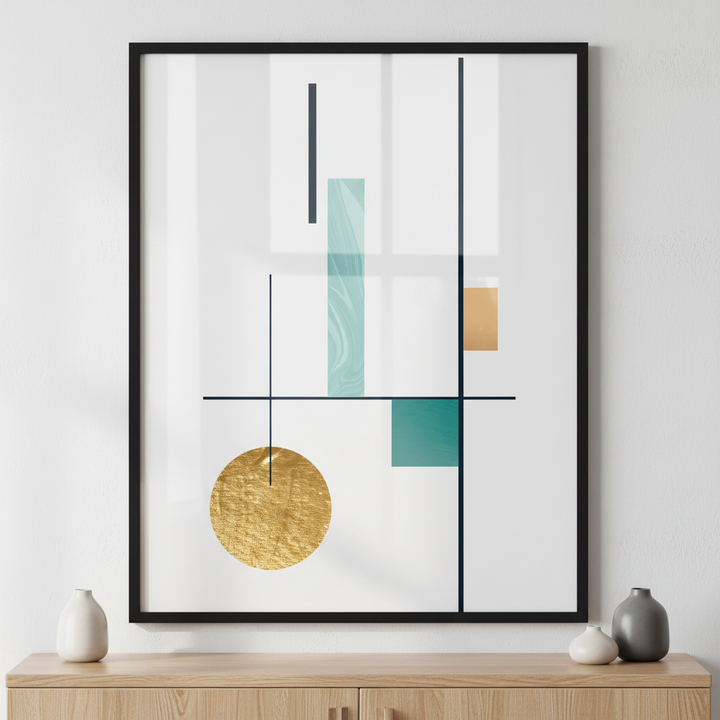 Abstract Math art background vector. ภาพติดผังสไตล์สแกนดิเนเวีย สำหรับตกแต่งบ้านและคอนโด พร้อมกรอบคุณภาพ
