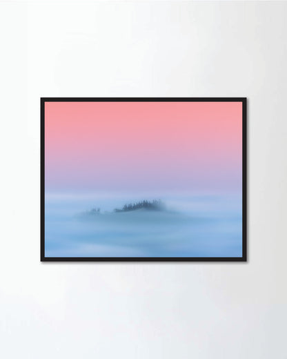 Dreamy fantasy landscape of hazy forest