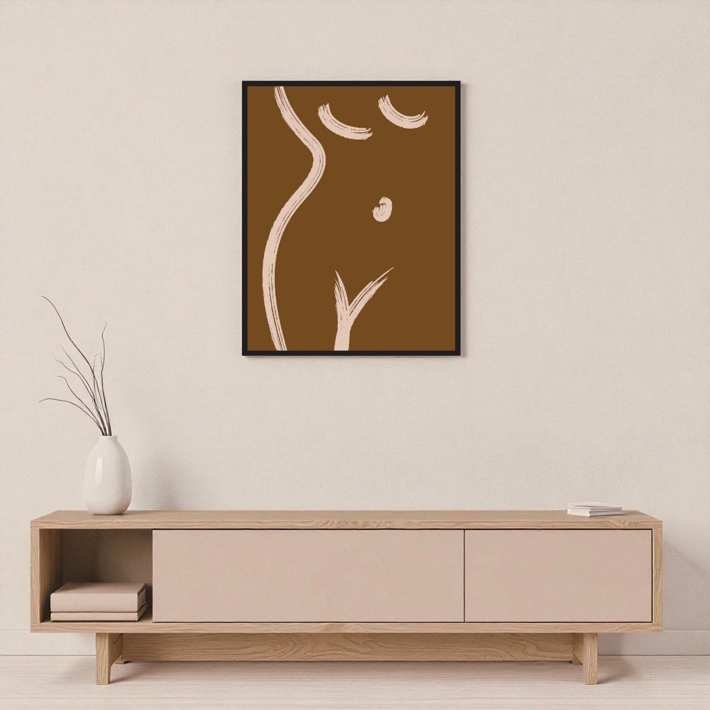 Woman Body Abstract Line Drawing Prints Set of 3