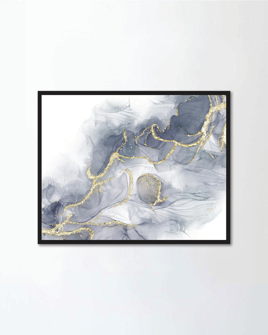 Abstract alcohol ink colorful technique black and gold