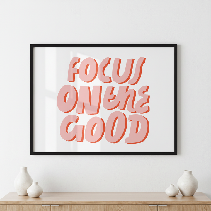 Focus On The Good ภาพติดผังสไตล์สแกนดิเนเวีย สำหรับตกแต่งบ้านและคอนโด พร้อมกรอบคุณภาพ