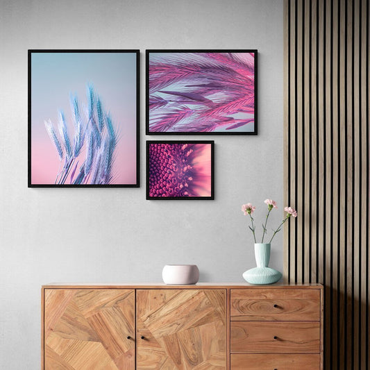 Neon light,Sunflower plant,Spikelet of wheat