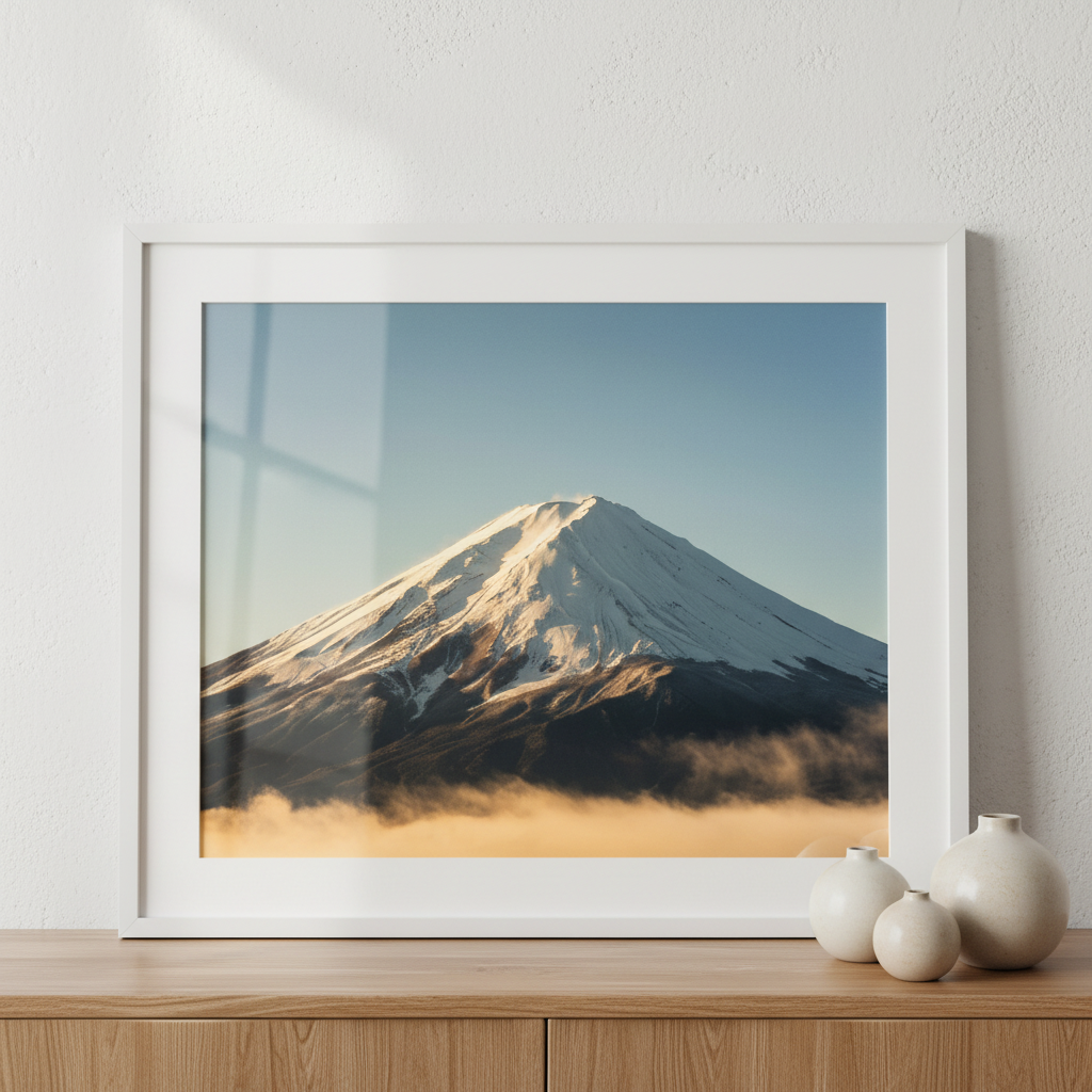 Fuji Mountain ภาพติดผังสไตล์สแกนดิเนเวีย สำหรับตกแต่งบ้านและคอนโด พร้อมกรอบคุณภาพ
