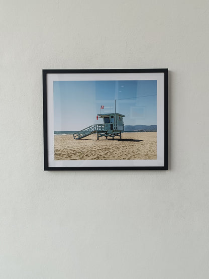 lifeguard tower at the beach in Santa Monica