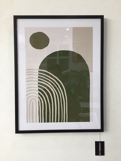 close green white abstract painting