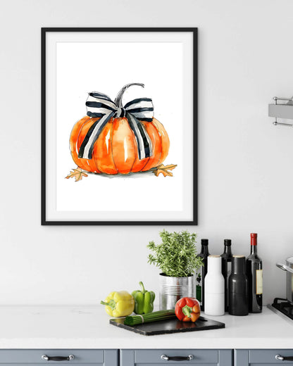 Chic Pumpkin ภาพติดผังสไตล์นามธรรม สำหรับตกแต่งบ้านและคอนโด พร้อมกรอบคุณภาพ