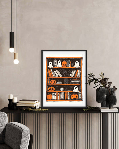 Haunted Library ภาพติดผังสไตล์นามธรรม สำหรับตกแต่งบ้านและคอนโด พร้อมกรอบคุณภาพ