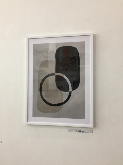 Black white painting black circle