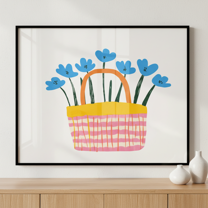 Little Garden Basket ภาพติดผังสไตล์สแกนดิเนเวีย สำหรับตกแต่งบ้านและคอนโด พร้อมกรอบคุณภาพ
