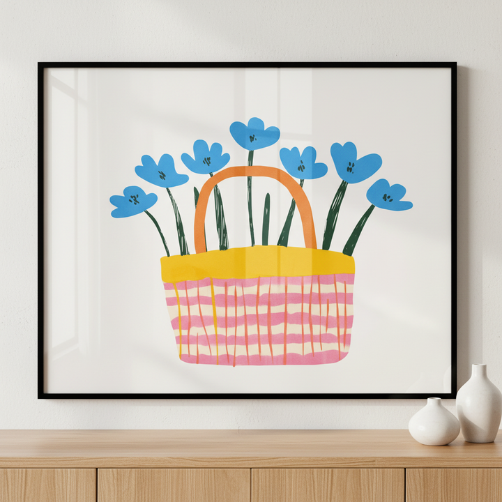 Little Garden Basket ภาพติดผังสไตล์สแกนดิเนเวีย สำหรับตกแต่งบ้านและคอนโด พร้อมกรอบคุณภาพ