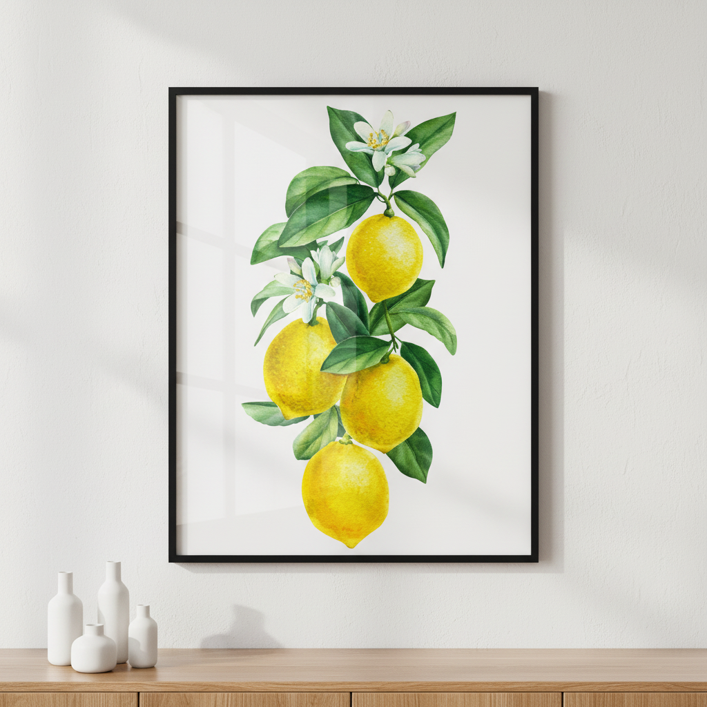 Lemon I ภาพติดผังสไตล์สแกนดิเนเวีย สำหรับตกแต่งบ้านและคอนโด พร้อมกรอบคุณภาพ