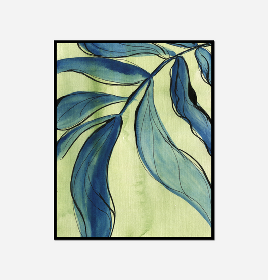 close painting blue plant green