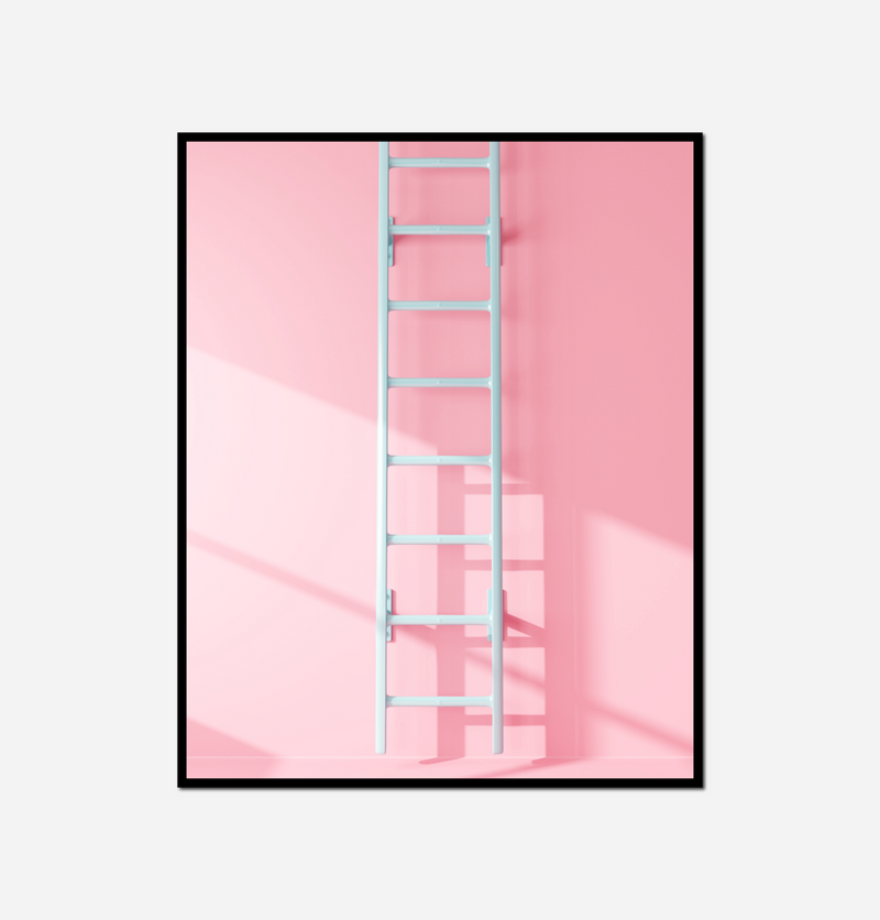 Close ladder against pink