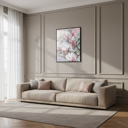 Painting pink flower branch