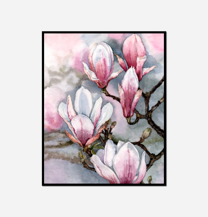 Painting pink flower branch