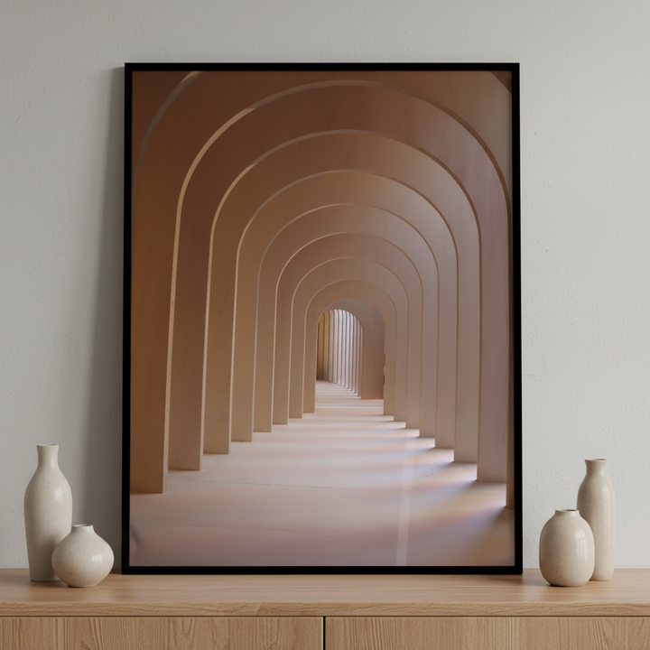 Hallway long row stairs ภาพติดผังสไตล์สแกนดิเนเวีย สำหรับตกแต่งบ้านและคอนโด พร้อมกรอบคุณภาพ