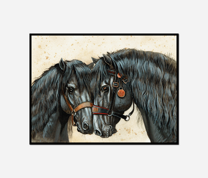 Two horses standing together