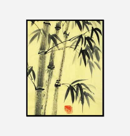 Painting bamboo trees bird