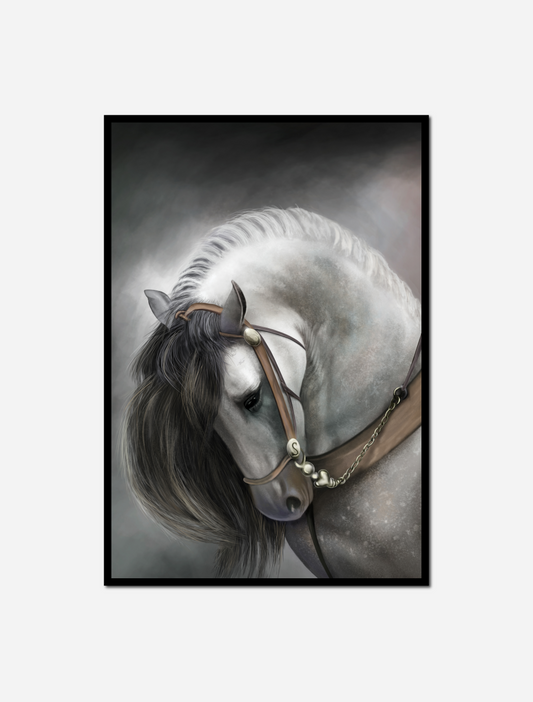 painting white horse bridle