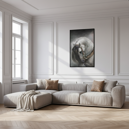 Painting white horse bridle