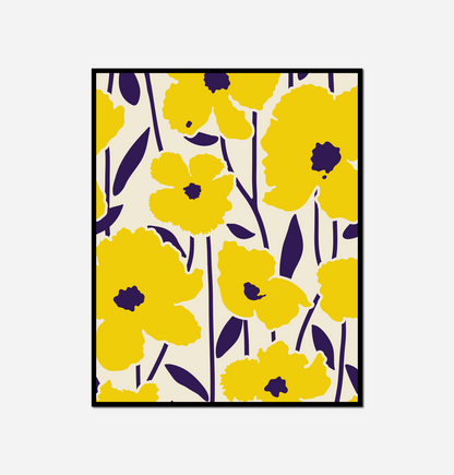 Yellow flowers white black