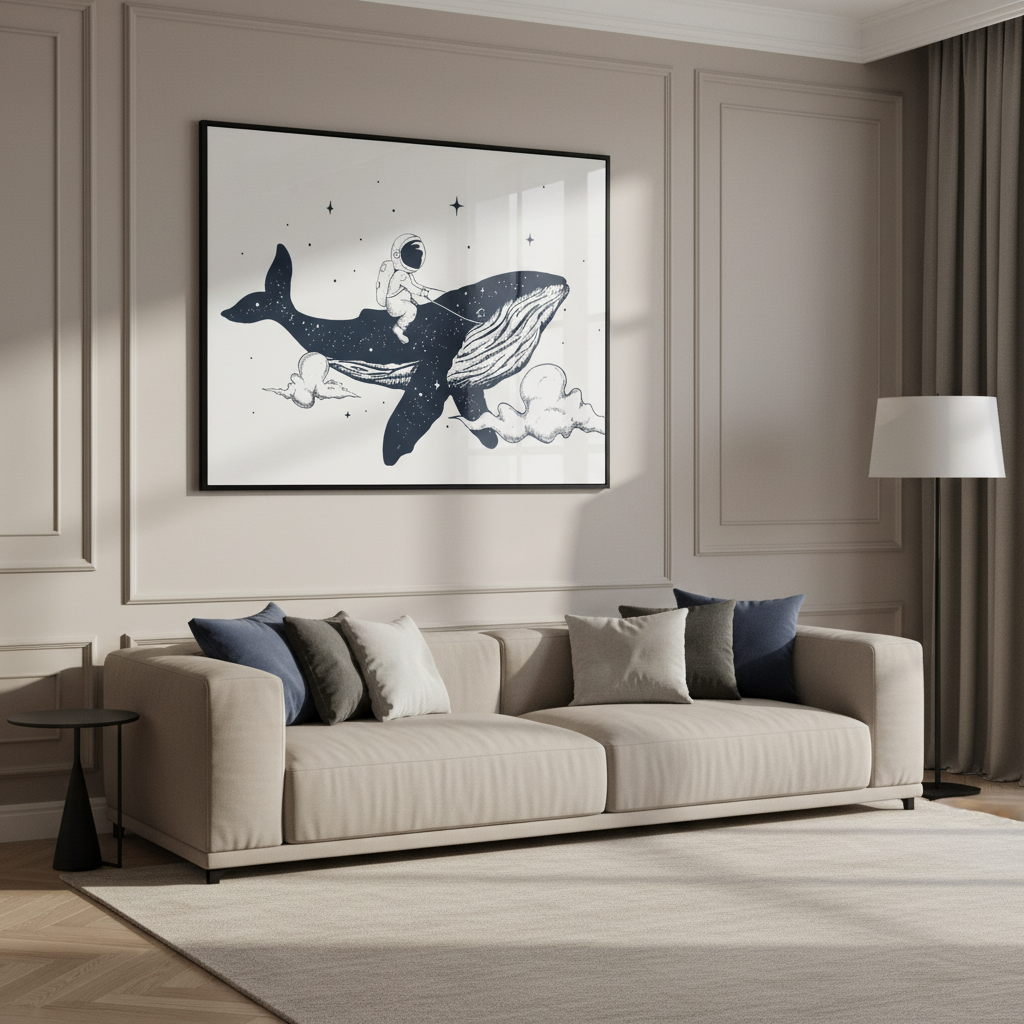 Close person riding whale sky