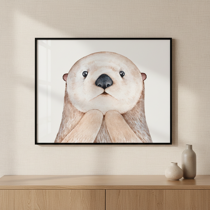 sea otter ภาพติดผังสไตล์สแกนดิเนเวีย สำหรับตกแต่งบ้านและคอนโด พร้อมกรอบคุณภาพ