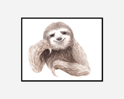 Sloth long hair smile his face