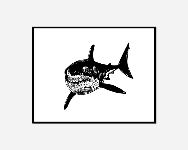 black white shark mouth