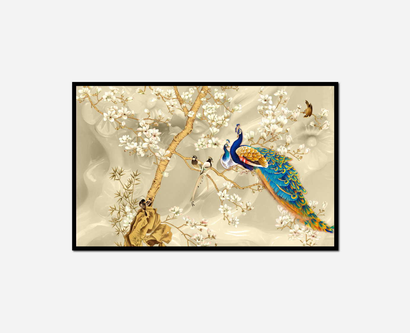 peacock sitting tree branch