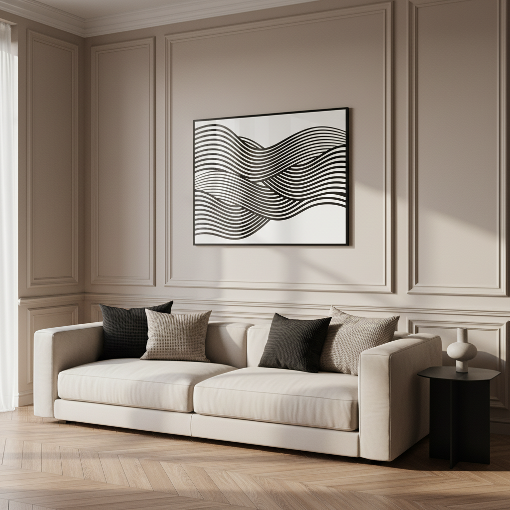 Black white abstract wave design black