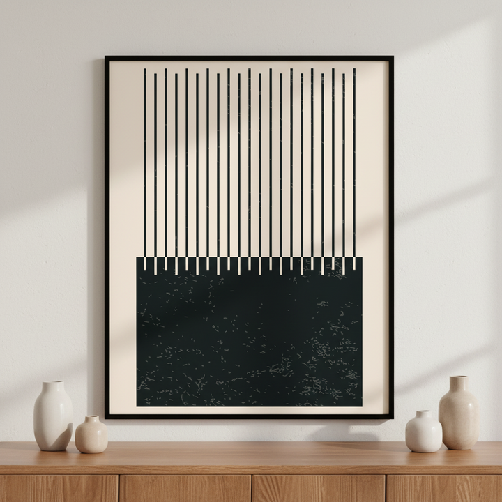 Close black white vertical lines ภาพติดผังสไตล์สแกนดิเนเวีย สำหรับตกแต่งบ้านและคอนโด พร้อมกรอบคุณภาพ