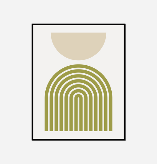 green beige abstract painting half moon