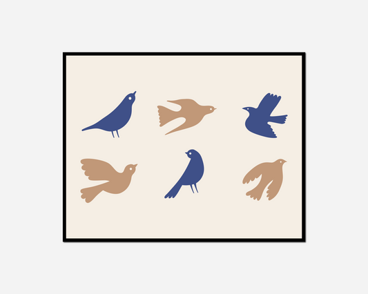 four birds flying air together