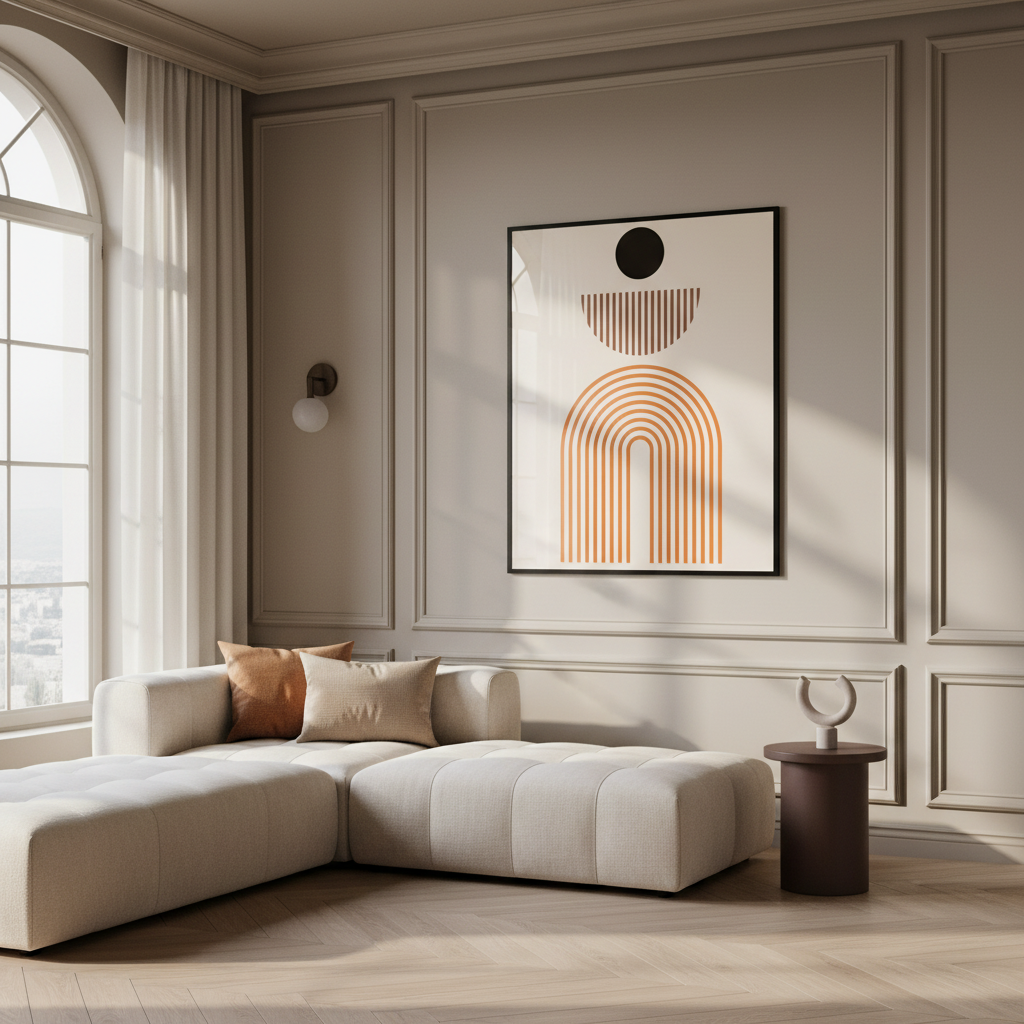 Black circle orange lines