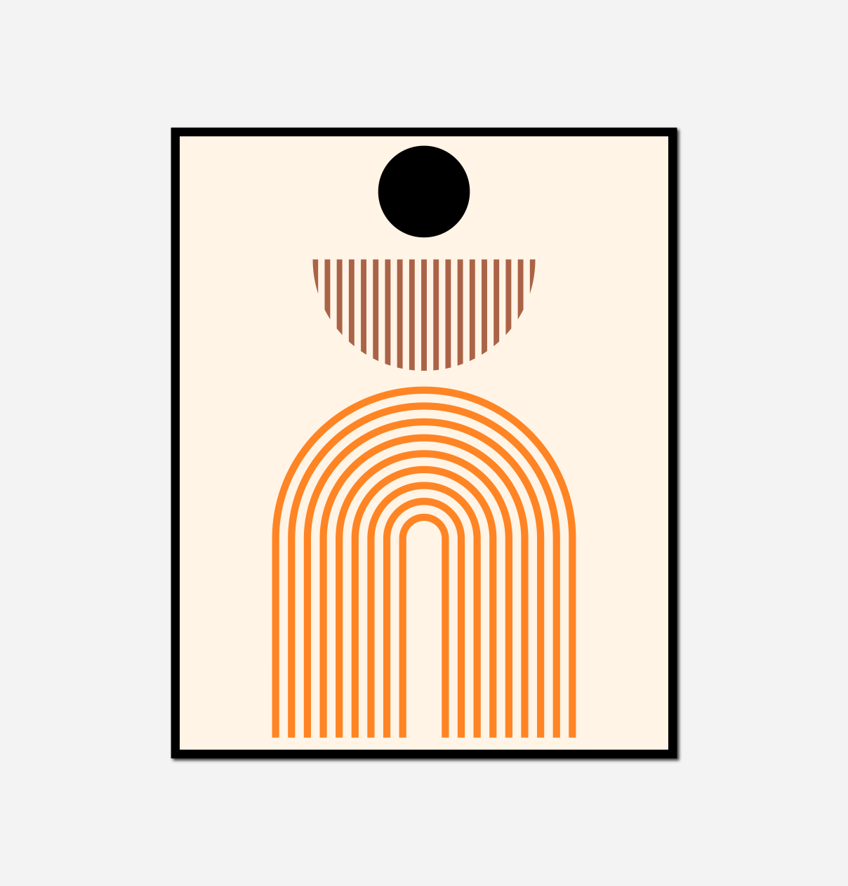 black circle orange lines