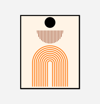 Black circle orange lines