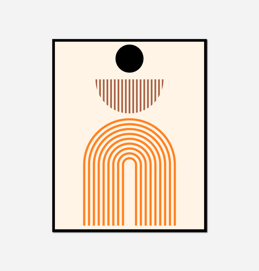 black circle orange lines