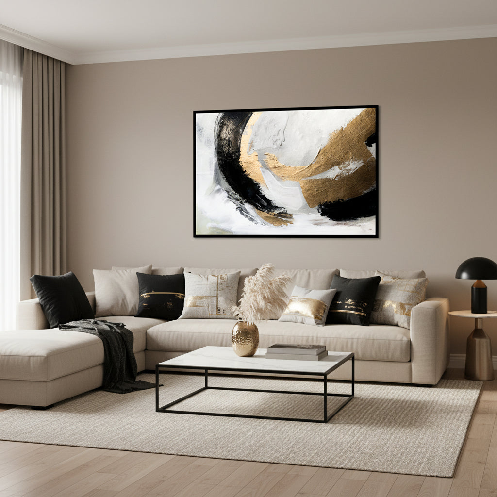 Painting black gold circle white