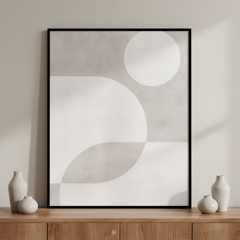 Close white grey abstract painting ภาพติดผังสไตล์สแกนดิเนเวีย สำหรับตกแต่งบ้านและคอนโด พร้อมกรอบคุณภาพ