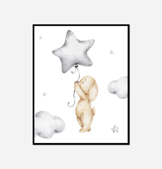 close teddy bear holding star