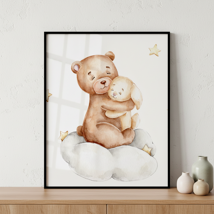 bear cub cloud ภาพติดผังสไตล์สแกนดิเนเวีย สำหรับตกแต่งบ้านและคอนโด พร้อมกรอบคุณภาพ