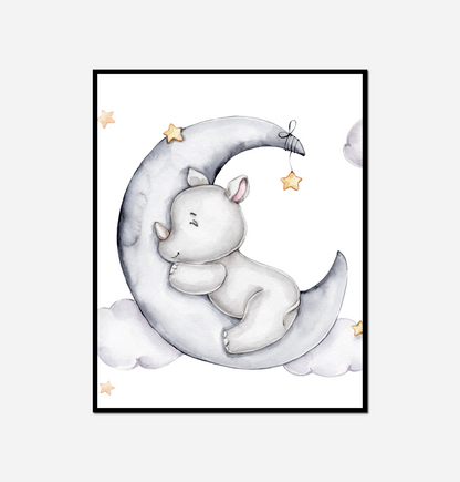 baby elephant sleeping moon