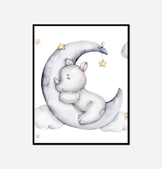 baby elephant sleeping moon