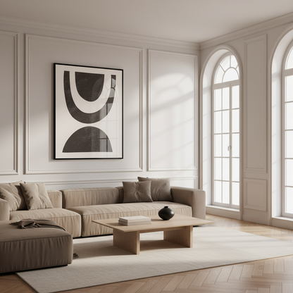 Close black white abstract painting black