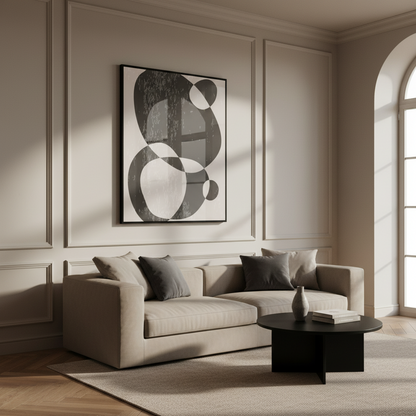 Close black white abstract painting black