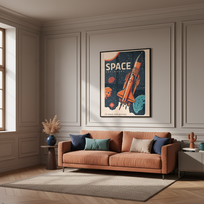 Space shuttle flying space