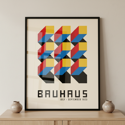 Logo colorful design ภาพติดผังสไตล์Bauhaus สำหรับตกแต่งบ้านและคอนโด พร้อมกรอบคุณภาพ