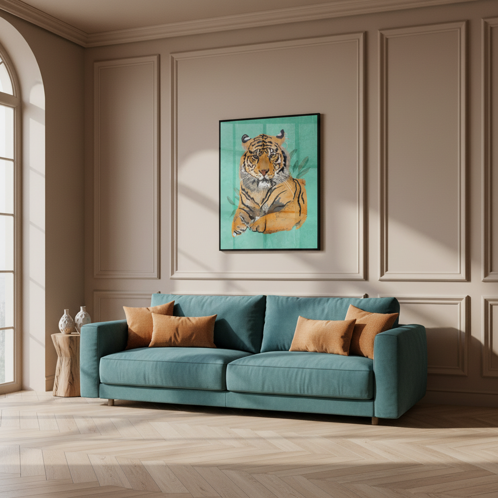 tiger sitting down